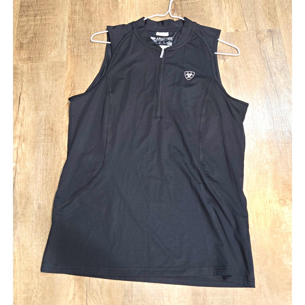 AriatTEK Hailey 1/4 Zip Sleeveless Base Layer Tank Mock Neck Black Womens M